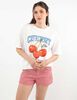 Polera Oversize Con Estampado Manga Corta Mujer Icono