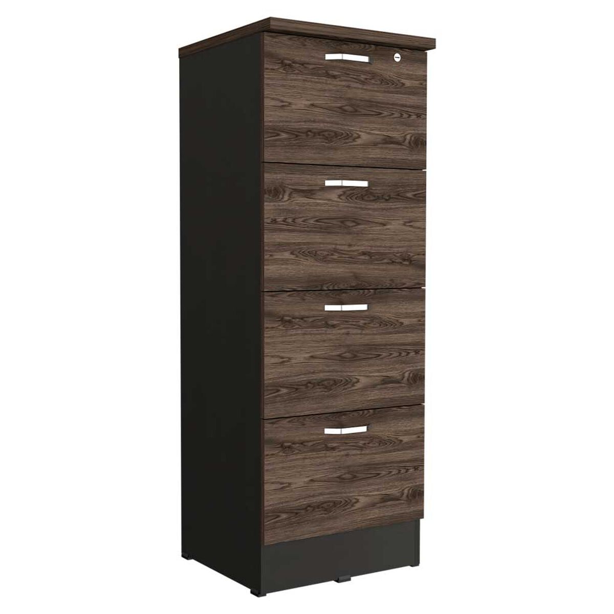 Combo Archivador 4 Cajones + Gabinete 2 Puertas TuHome Home Office Negro Soft-Co&ntilde;ac