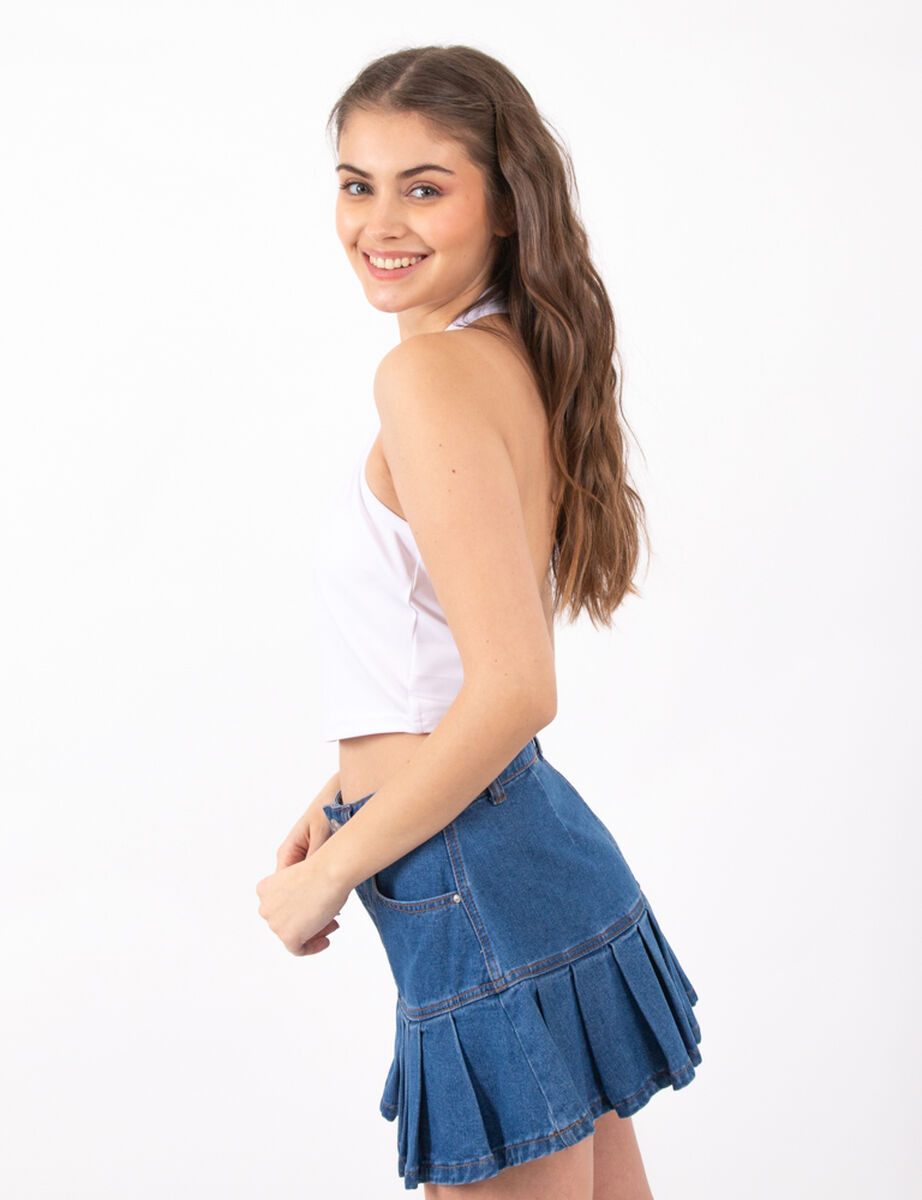 Polera Crop Lisa Sin Mangas Espalda Descubierta Mujer Icono