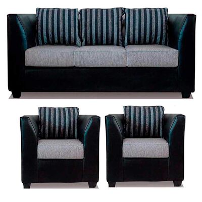 Juego de Living Elegant Detail Valentino Sofá 3 Cuerpos + Dos Sillones 1 Cuerpo Gris Plata