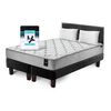 Cama Europea Latam Home Base Dividida 2 Plazas Cannon + 2 Almohadas + Sábanas + Respaldo Tela Negro