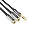 Cable De Audio Splitter M/2H Estereo Plug 3.5Mm/2 Jack 3.5Mm 20Cm Negro Trenzado Ugreen Av123