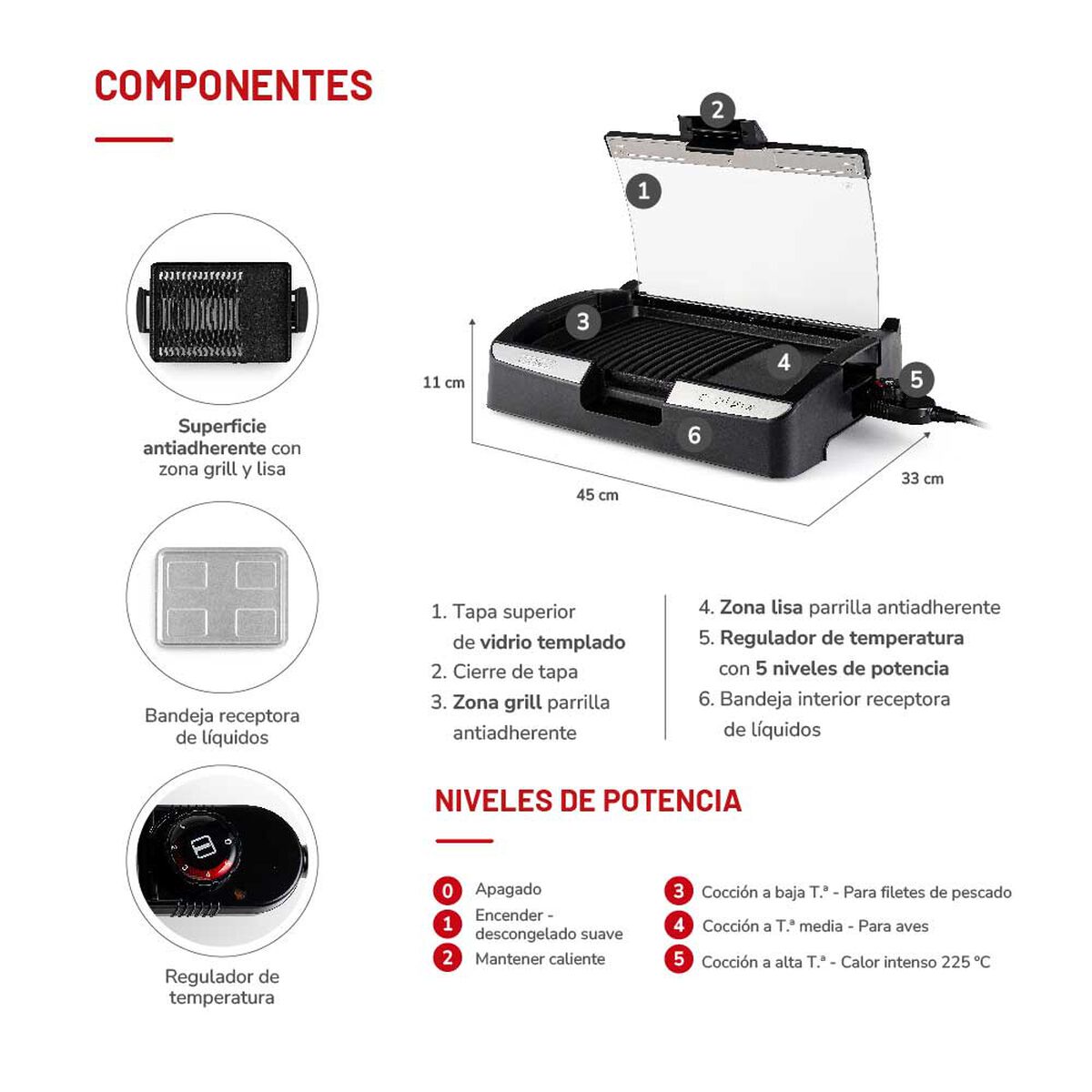 Parrilla Eléctrica Thomas TH-224 1800W