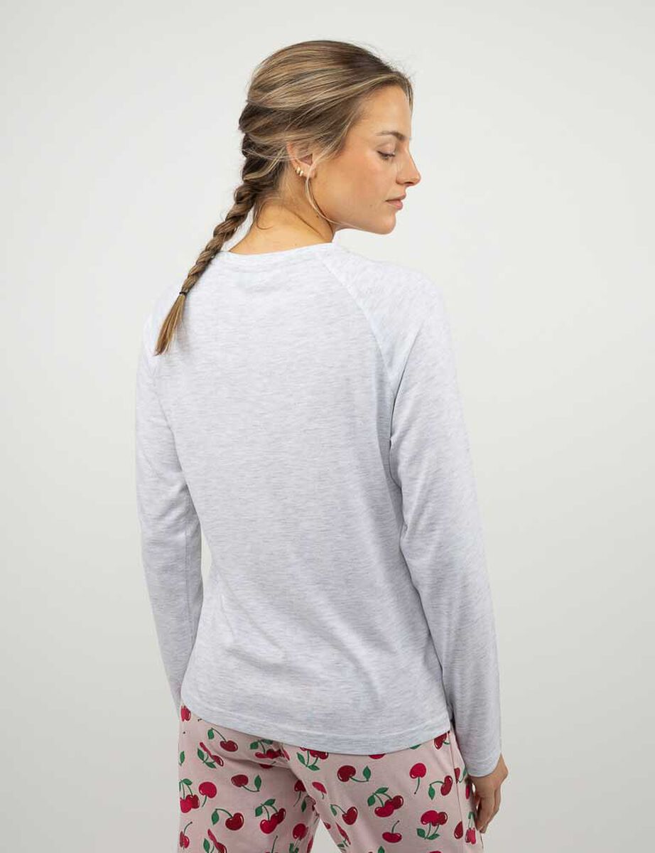 Polera de Pijama Con Estampado Manga Larga Mujer Icono