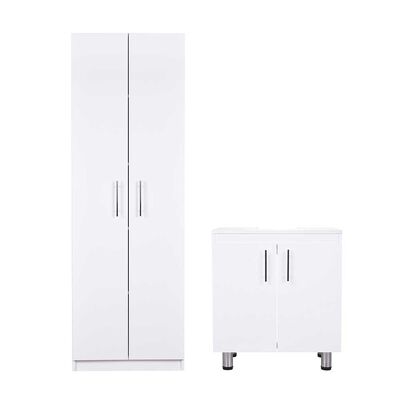 Combo Vanitorio 2 Puertas + Despensero de Baño 2 Puertas CIC Blanco