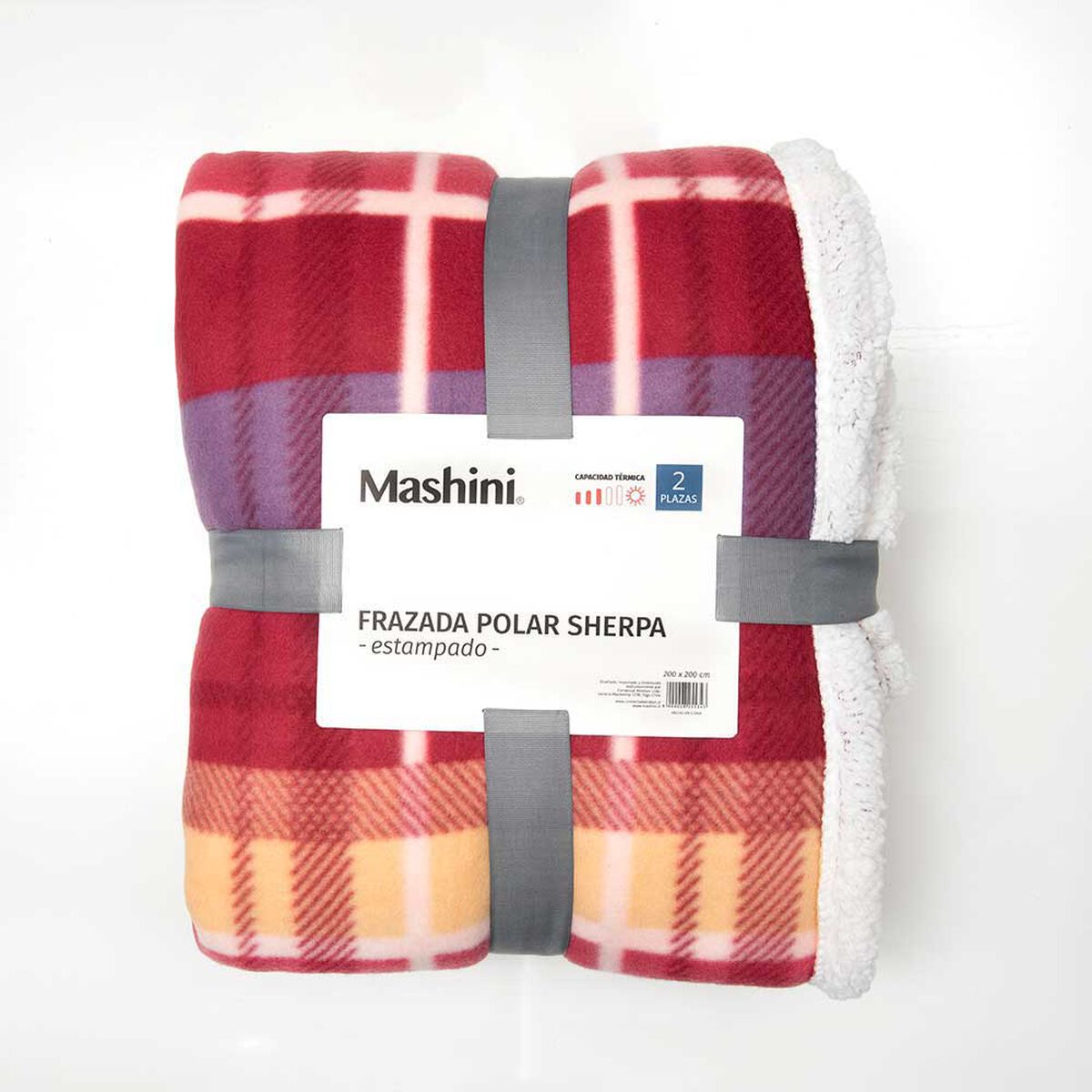 Frazada de Poliéster Mashini 1,5 Plazas Tartan Burdeo