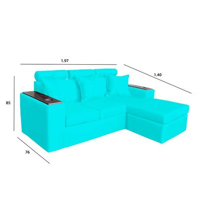 Imagen 2 del producto Sofá Modular Muebles MYM Heytan 4 Cuerpos Turquesa
