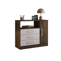 Cómoda Home Mobili Maxis 3 Cajones 1 Puerta Blanco Café