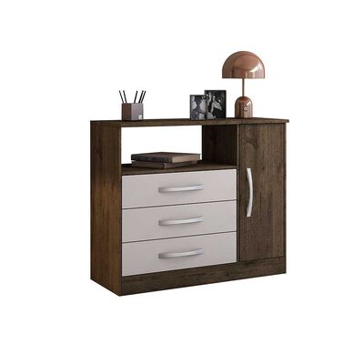 Imagen 1 del producto Cómoda Home Mobili Maxis 3 Cajones 1 Puerta Blanco Café