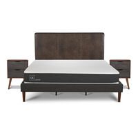 Cama Europea CIC King New Ortopedic + Respaldo Baker + 2 Veladores