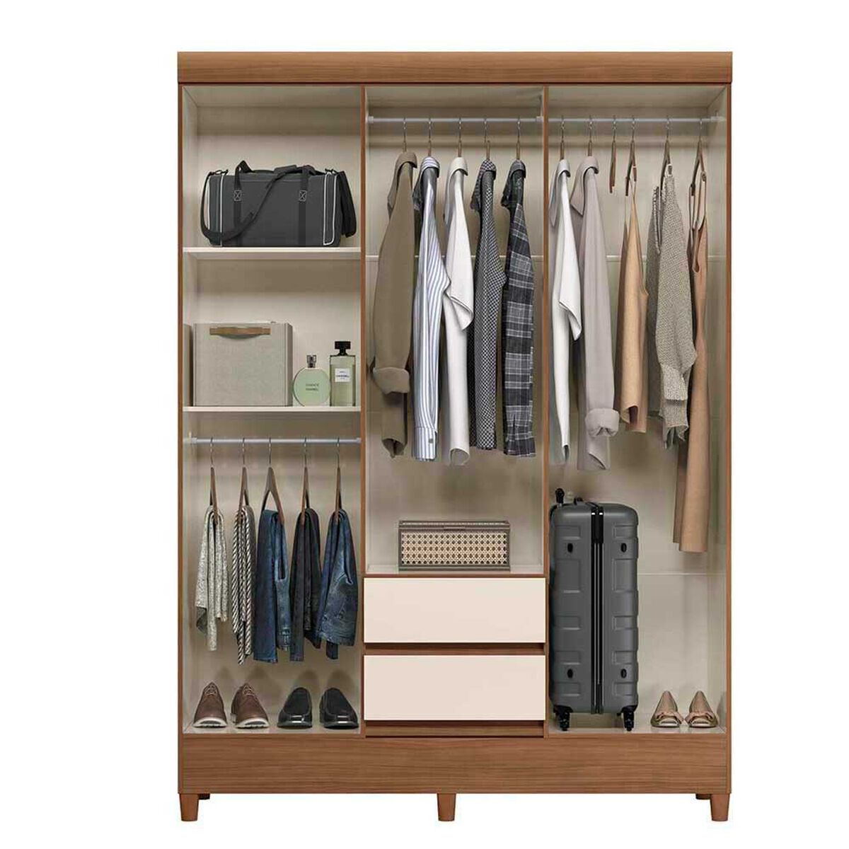 Cl&oacute;set Casanova Fit 6 Puertas 2 Cajones Jequitiba Blanco