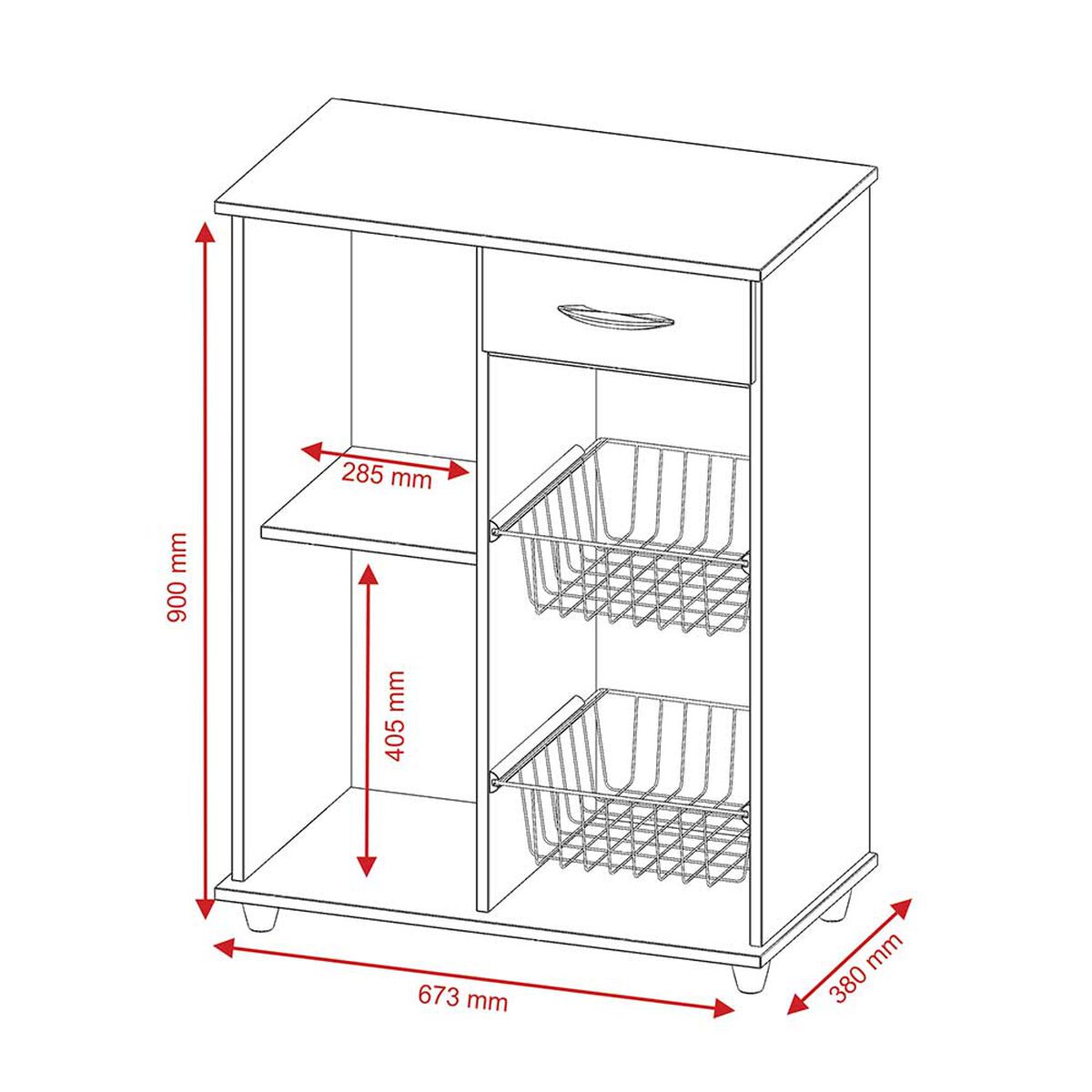 Mueble Auxiliar Home Mobili Amber 1 Cajón 1 Puerta Blanco