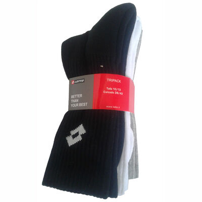 Imagen 1 del producto Tripack Calcetas Hombre Lotto BLANCO NEGRO GRIS