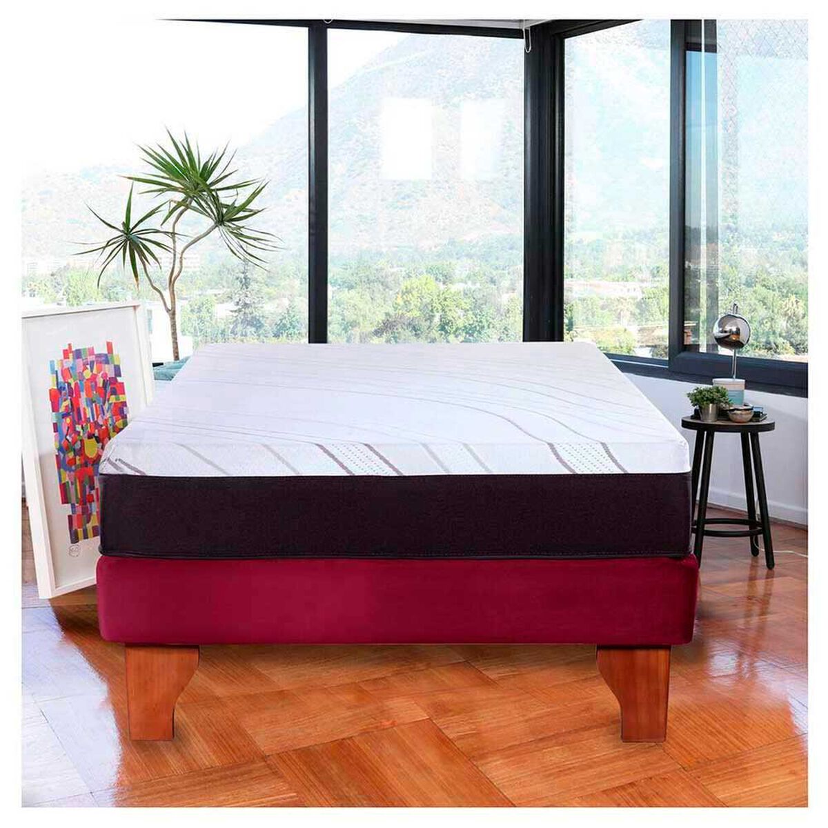 Cama Europea Latam Home 1,5 Plazas Zen Pro Burdeo