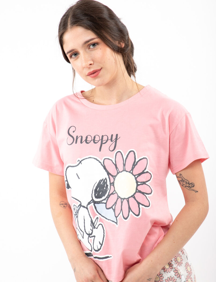 Pijama Corto de Algodón Mujer Snoopy