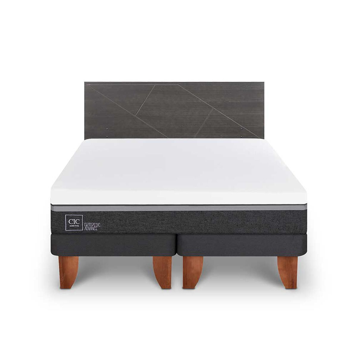 Cama Europea CIC Base Dividida 2 Plazas Ortopedic Advance + Respaldo Villarrica
