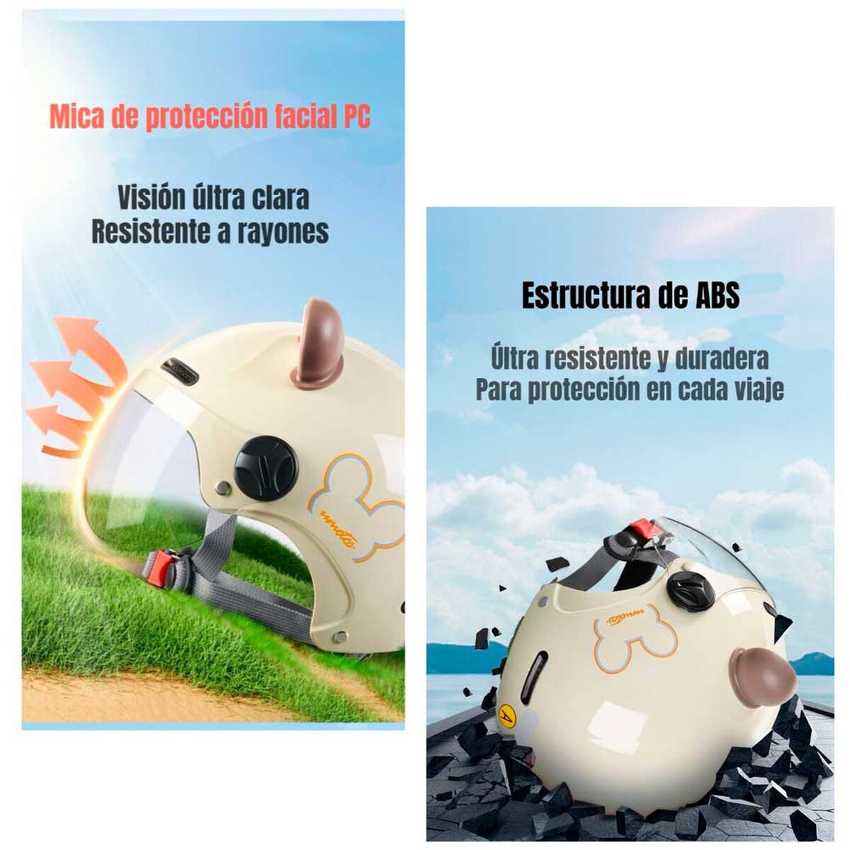 Casco Bicicleta LuBabycas Cool para Niños S Crema