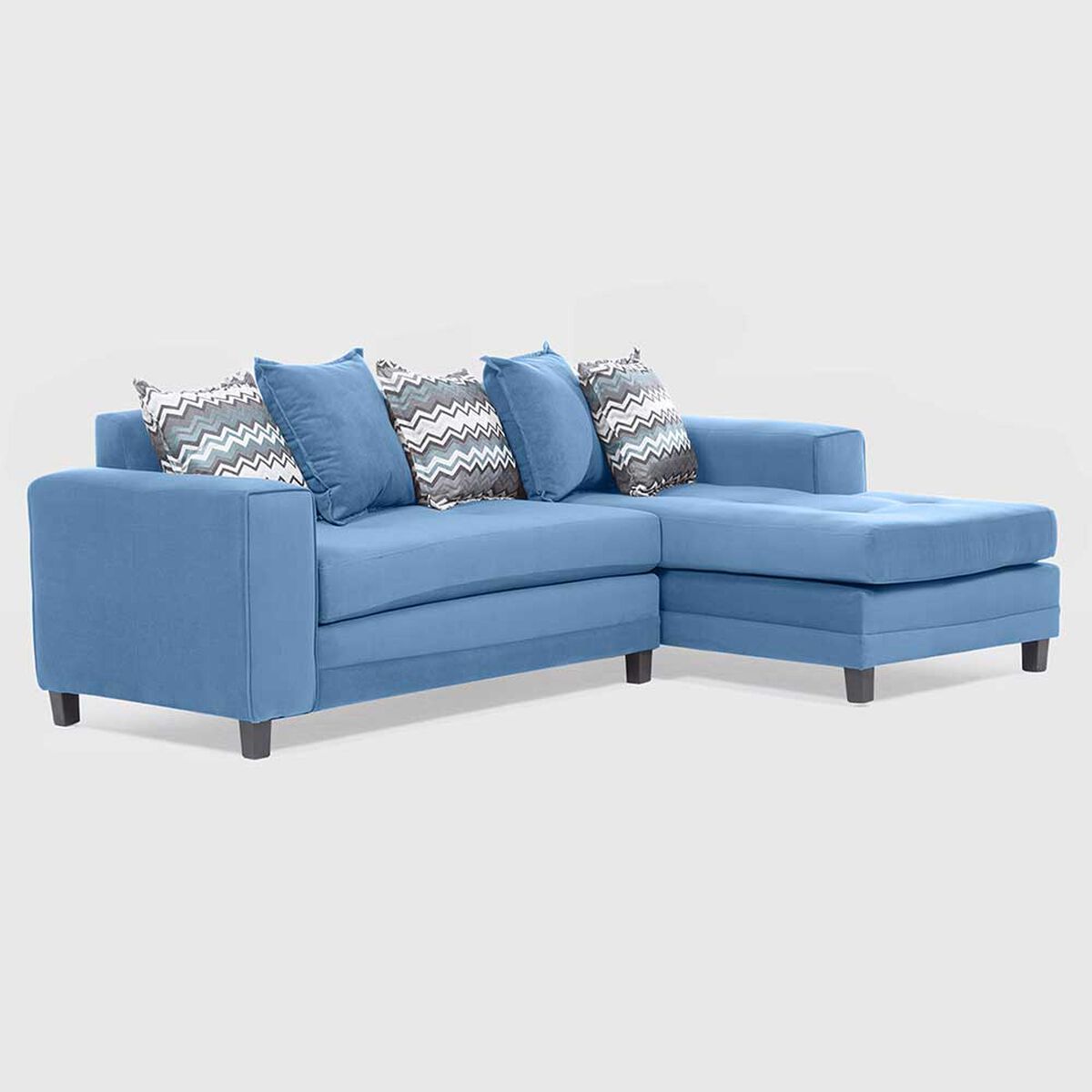 Sofá Seccional Derecho Living Factory Milan 3 Cuerpos Azul Piedra