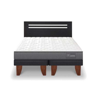 Imagen 1 del producto Cama Europea CIC Base Dividida 2 Plazas Anatomic + Respaldo Munich Negro