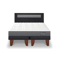Cama Europea CIC Base Dividida 2 Plazas Anatomic + Respaldo Munich Negro