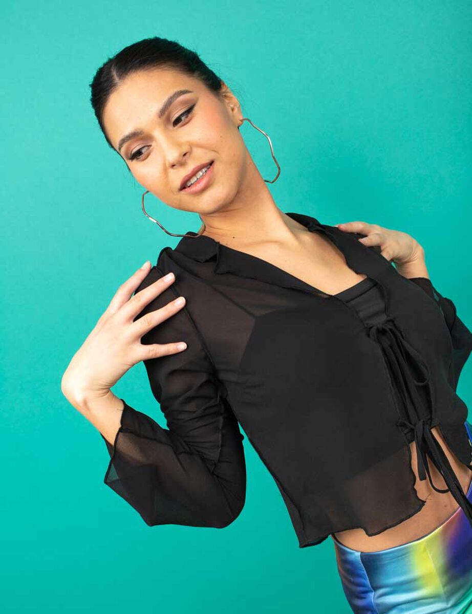 Blusa Transparente Manga Larga Mujer Icono