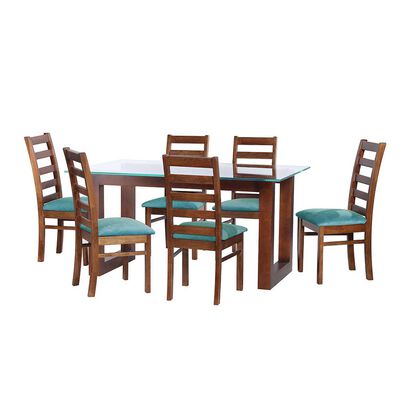 Juego de Comedor Latam Home Pamplona Oviedo 6 Sillas Lino Blanco