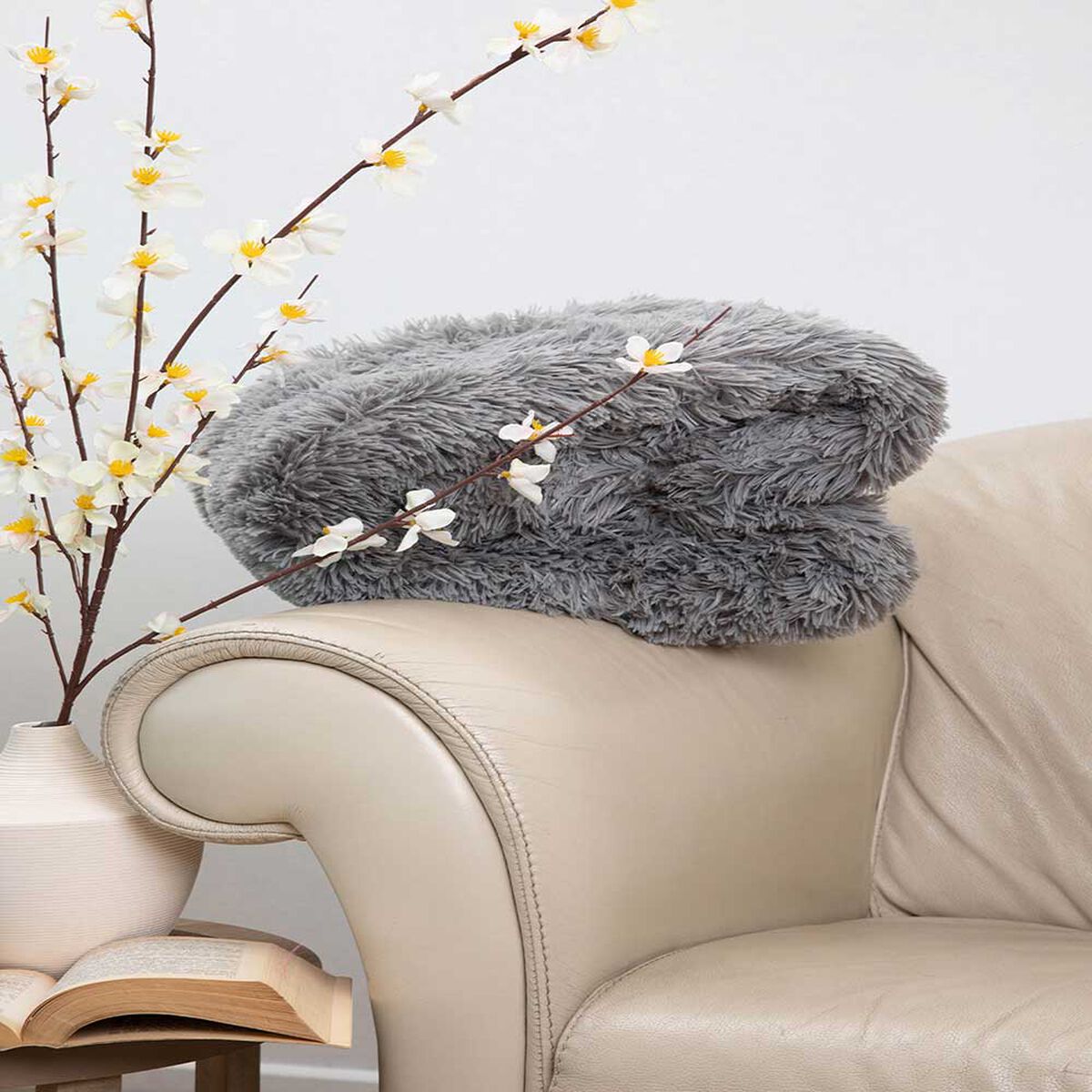 Manta Plush Sherpi Deluxe 127X152 Gris