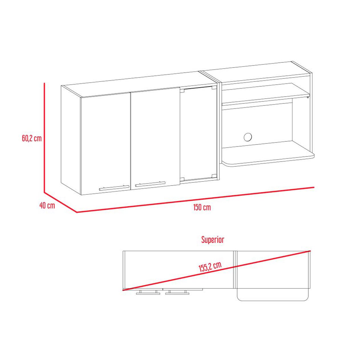 Mueble de Cocina TuHome Gina 2 Puertas Blanco Wengue