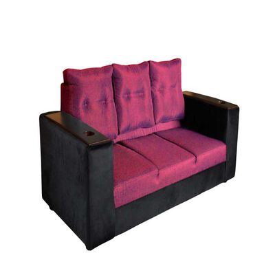 Imagen 2 del producto Juego de Living Diseño A&M Home Julietta Sofá 3 Cuerpos + 2 Pouf 1 Cuerpo Negro Burdeo