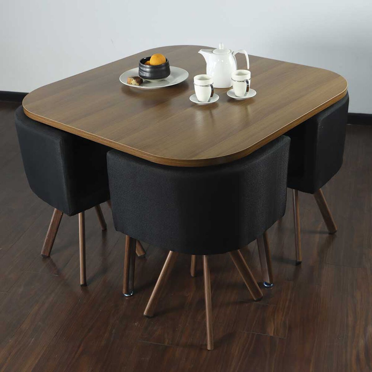 Juego de Comedor Vincenzi R6545 4 Sillas Negro