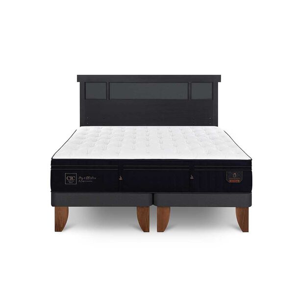 Cama Europea CIC Base Dividida King Súper Premium + Respaldo Dublin Negro