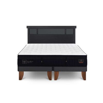 Cama Europea CIC Base Dividida King Súper Premium + Respaldo Dublin Negro