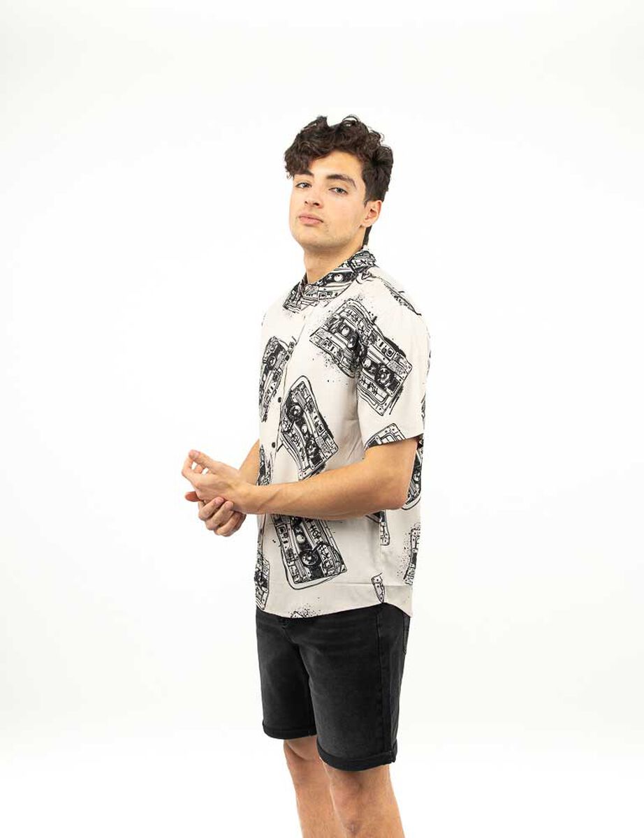 Camisa Estampada Manga Corta Hombre Icono