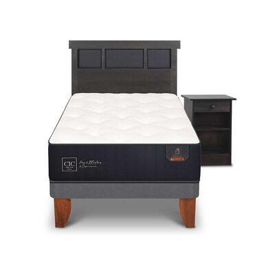 Cama Europea CIC 1,5 Plazas Premium + Respaldo + Velador Dublin