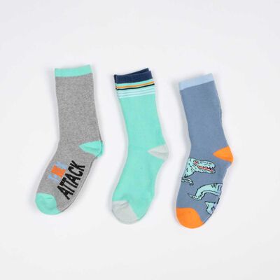 Imagen 2 del producto Pack 3 Calcetin Largo de Algodón Niño Chess Denim