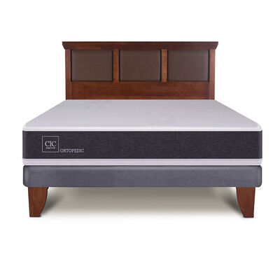 Imagen 1 del producto Cama Europea CIC 2 Plazas New Ortopedic + Respaldo New Torino Caramelo