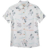 Camisa Manga Corta Estampada de Algodón Niño Chess Blanco, Denim, Oliva