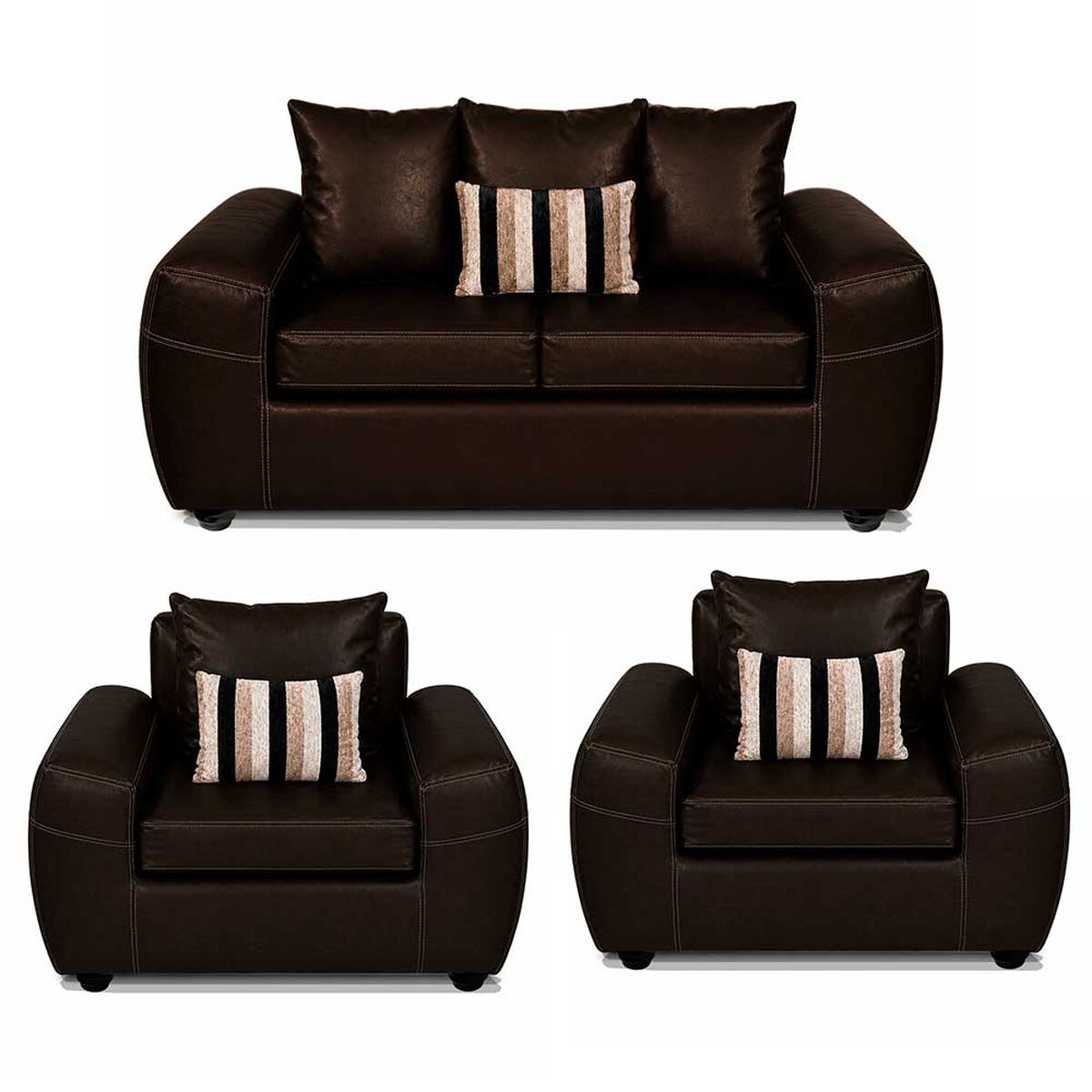 Juego de Living Elegant Detail New Houston 2-1-1 Cuerpos Caf&eacute;