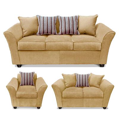 Juego de Living Elegant Detail Minesota Sofá 3 Cuerpos + Sofá 2 cuerpos + Sillón 1 Cuerpo Beige