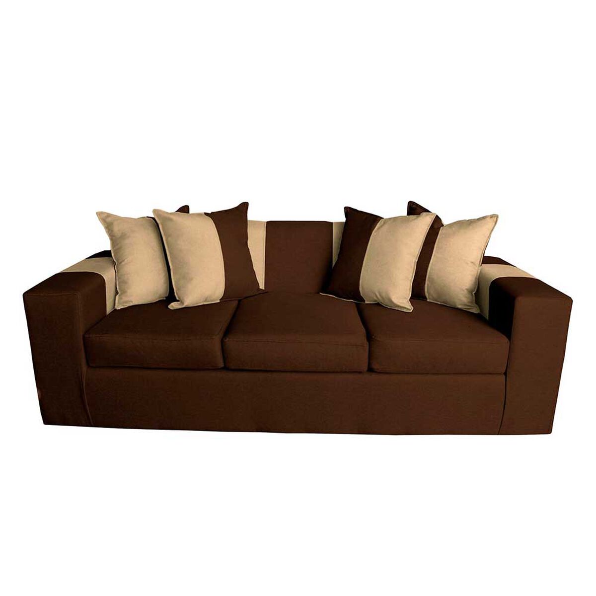 Sof&aacute; Muebles MYM Benjamin 3 Cuerpos + Dos Pouf 1 Cuerpo Caf&eacute; Beige