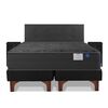 Cama Europea Flex Base Dividida King Black + Respaldo Royal + 2 Veladores Rover