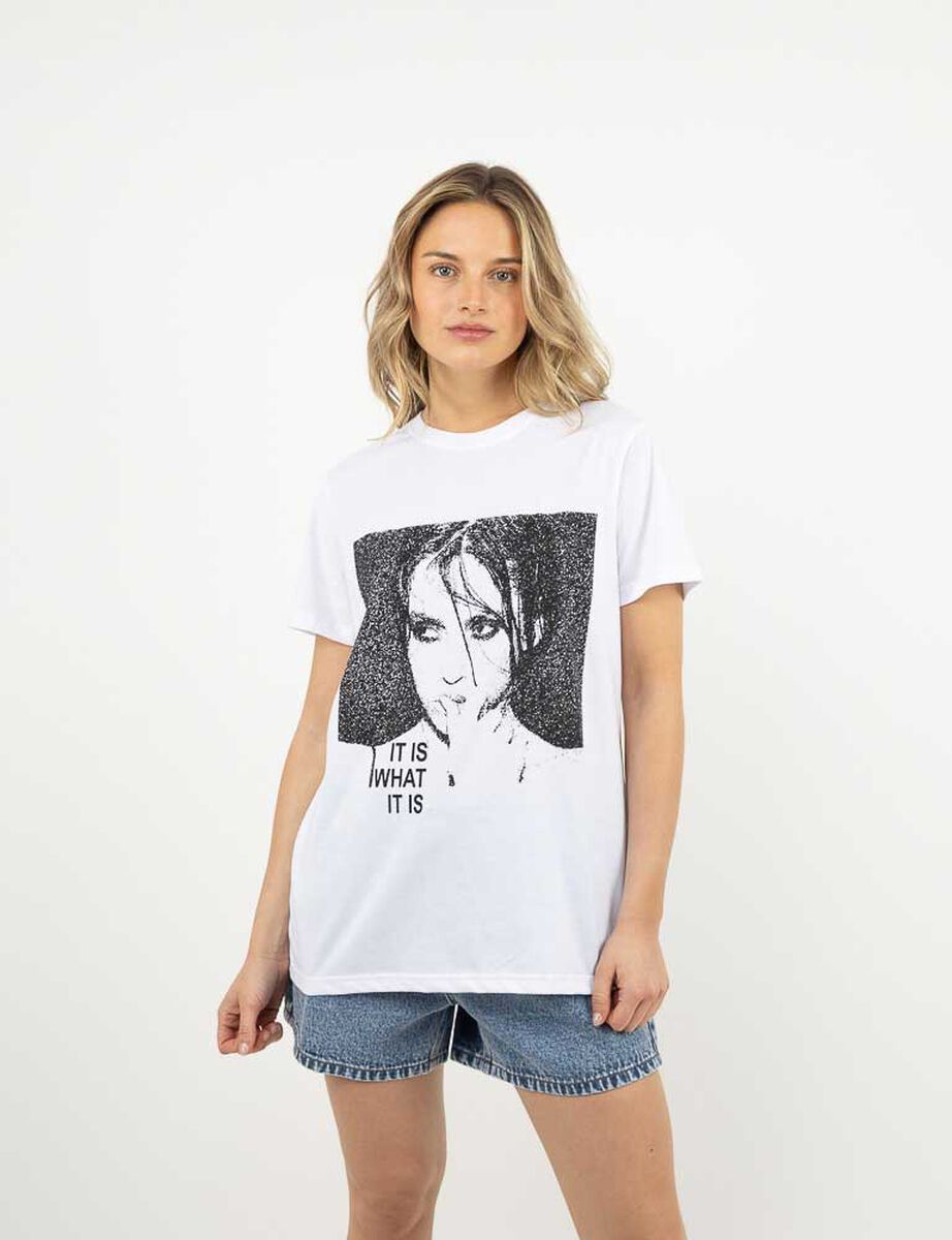 Polera Con Estampado Manga Corta Mujer Icono