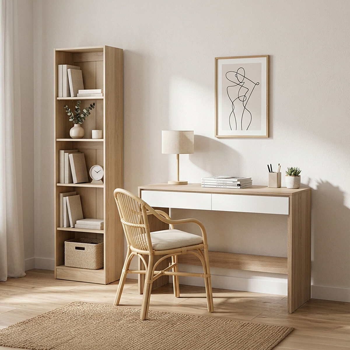 Escritorio + Librero Roma CIC Olmo Blanco