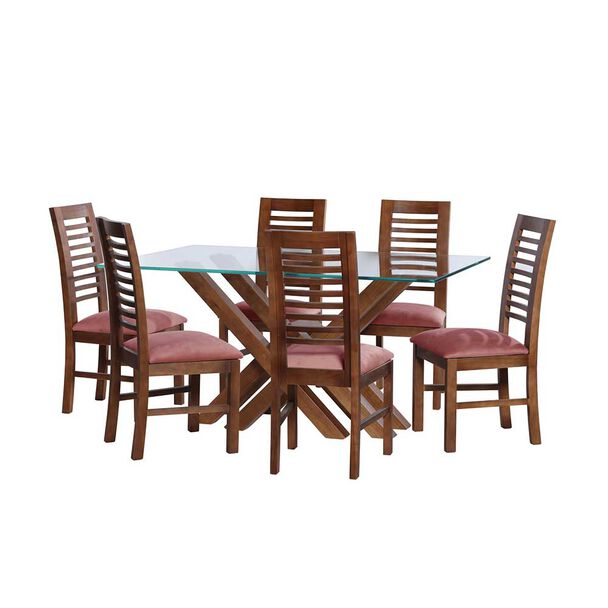 Juego de Comedor Latam Home Merida 6 Sillas Palo Rosa