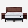 Cama Europea Rosen 2 Plazas Art 4 + Respaldo + Velador Rachel Chocolate