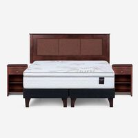 Cama Europea Rosen 2 Plazas Art 4 + Respaldo + Velador Rachel Chocolate