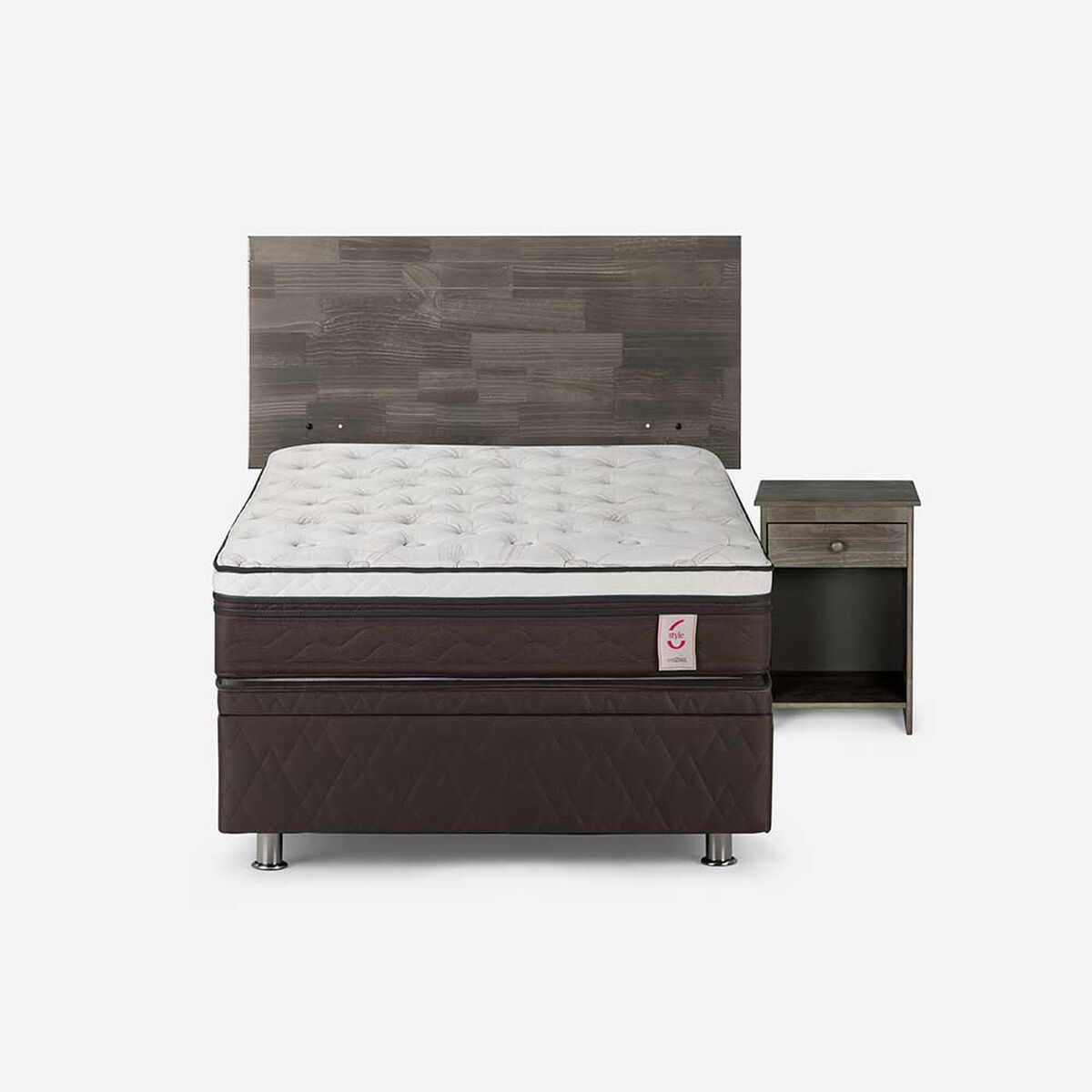 Boxet Rosen 1,5 Plazas New Style 6 + Respaldo + Velador Tabor Grafito