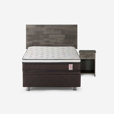 Imagen 1 del producto Boxet Rosen 1,5 Plazas New Style 6 + Respaldo + Velador Tabor Grafito