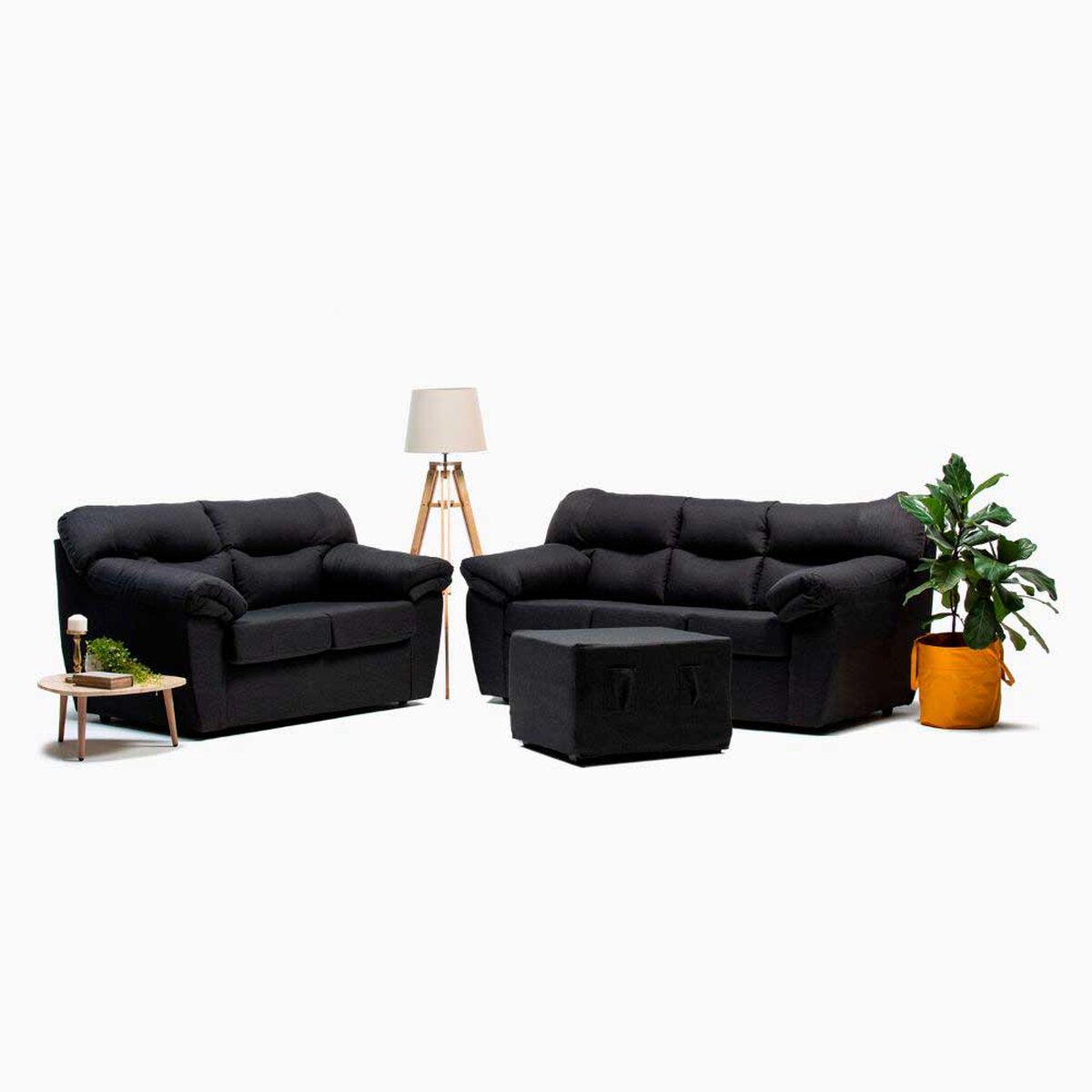 Juego de Living Cabsur Zeus Sofá 3 Cuerpos + Sofá 2 Cuerpos Tela Marengo