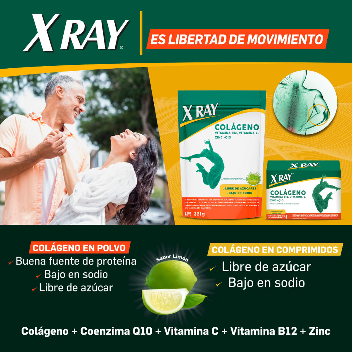 X Ray  Colágeno Doypack Polvo 321 gr Sabor Limón